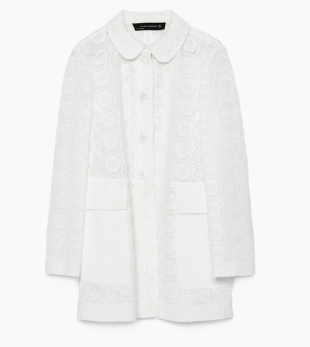 Zara Embroidered Lace Jacket in White