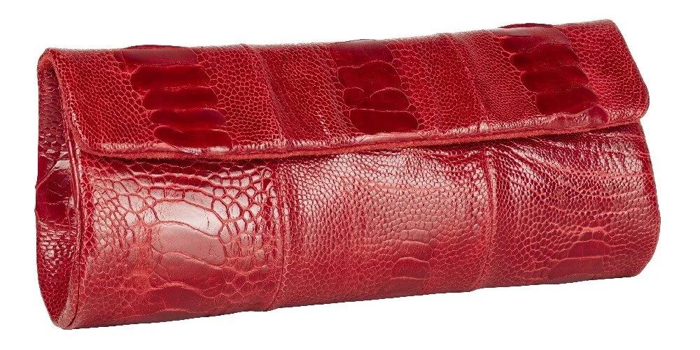 Naledi Copenhagen NB11 Ostrich Clutch in Flame Red
