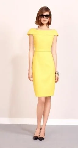Paule Ka Cap Sleeve Sheath Dress in Yellow