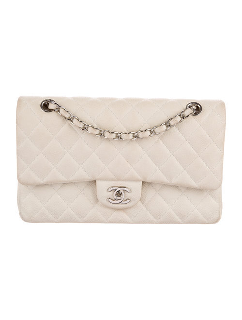 chanel pearl classic flap bag