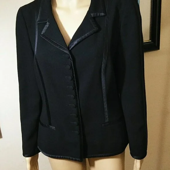 Rena Lange Satin Trimmed Jacket in Black
