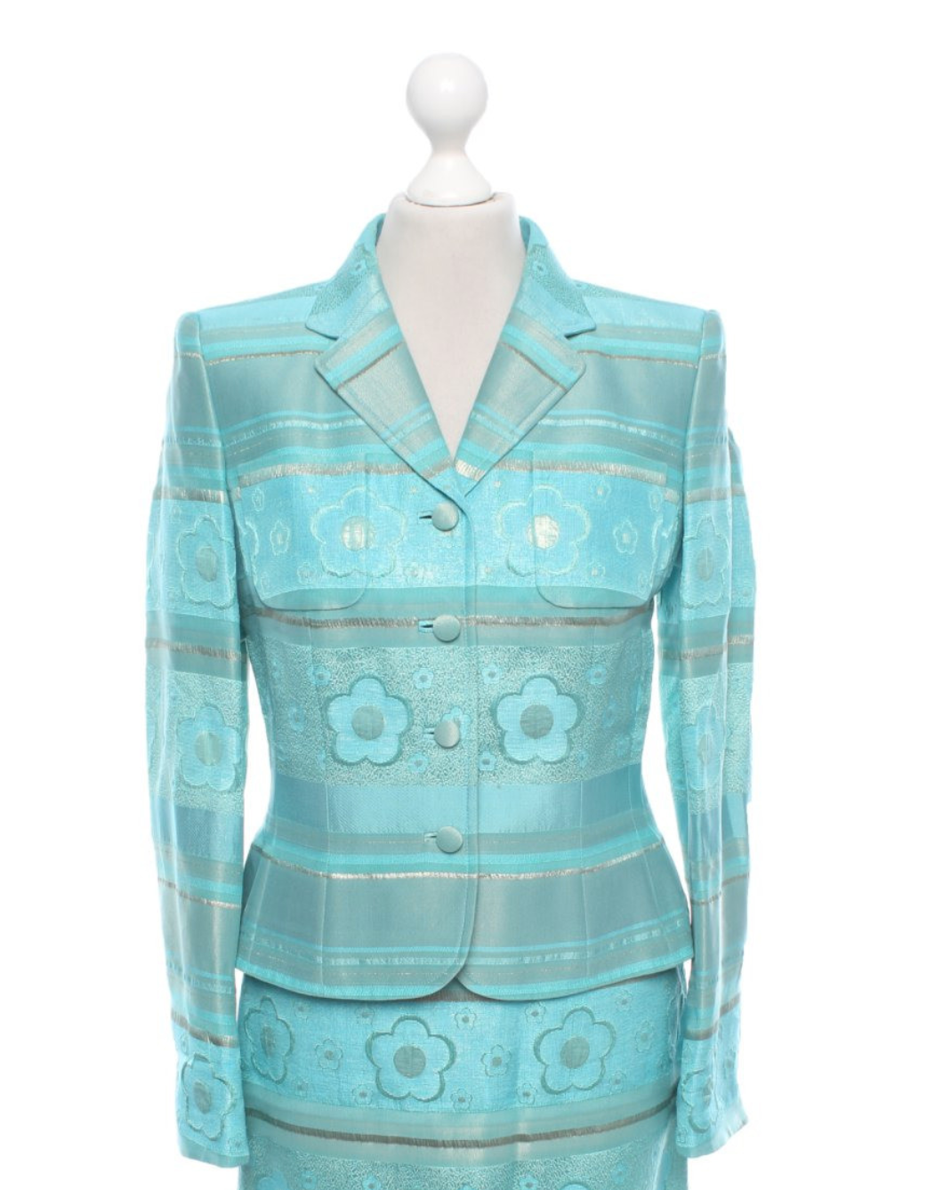 Rena Lange Floral Print Blazer in Turquoise