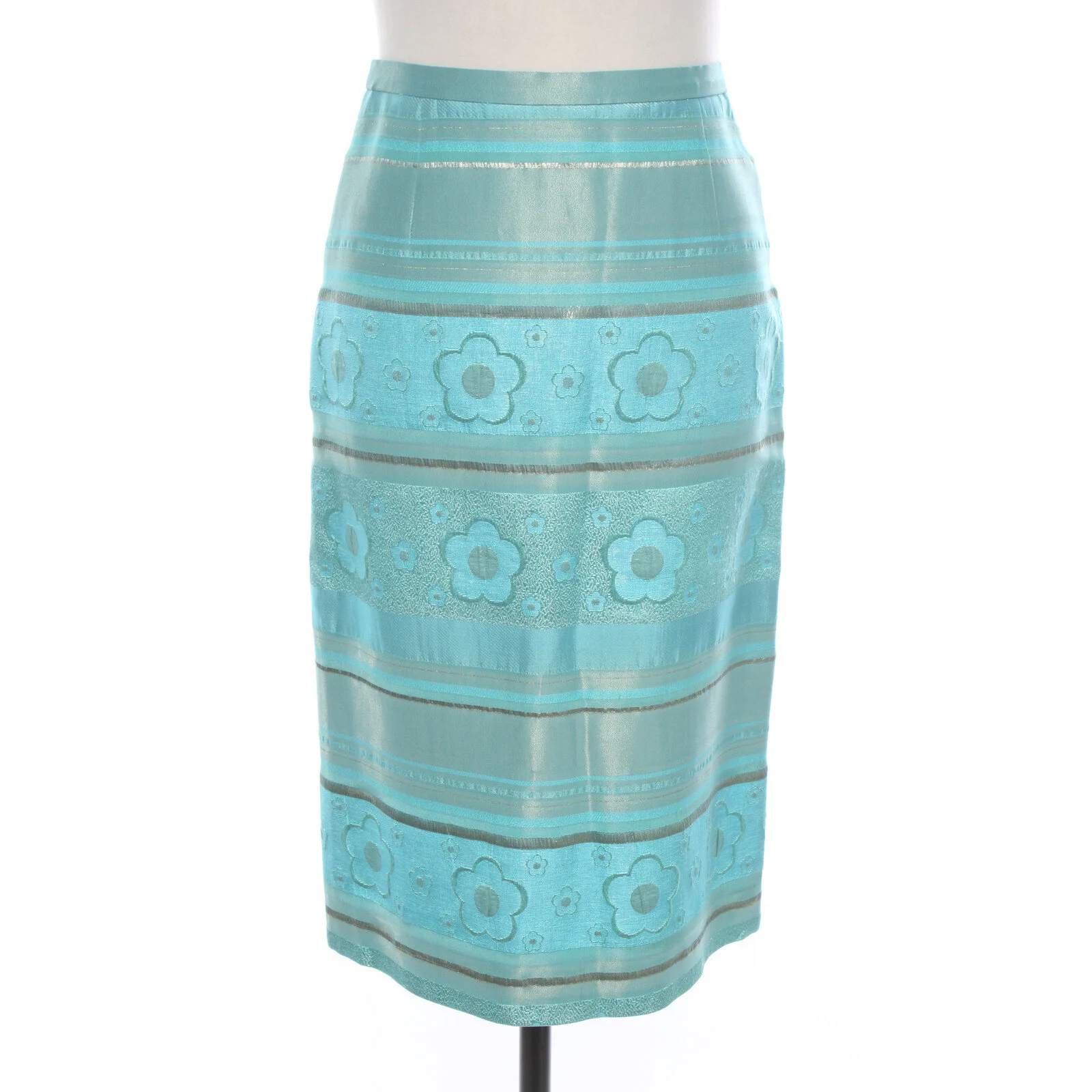 Rena Lange Floral Print Skirt in Turquoise 