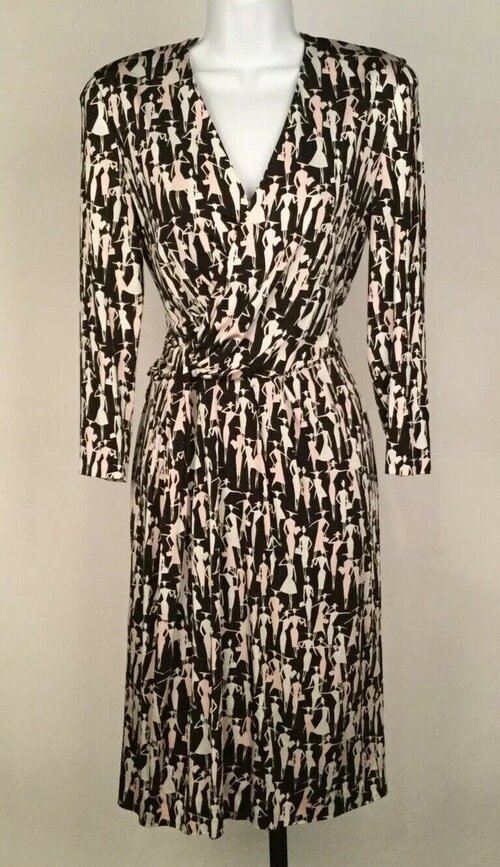 Rena Lange Printed Wrap Dress in Black — UFO No More
