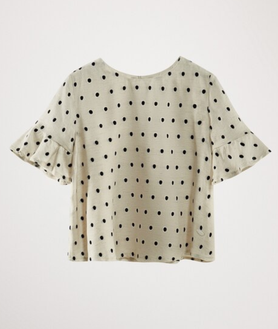 massimo dutti white polka dot dress