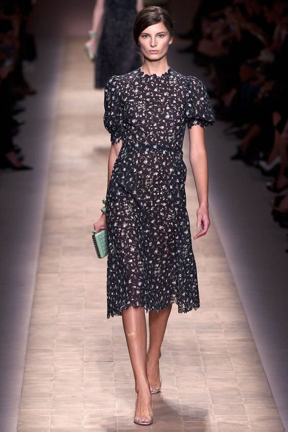 Valentino Spring 2013 Floral Dress in Black