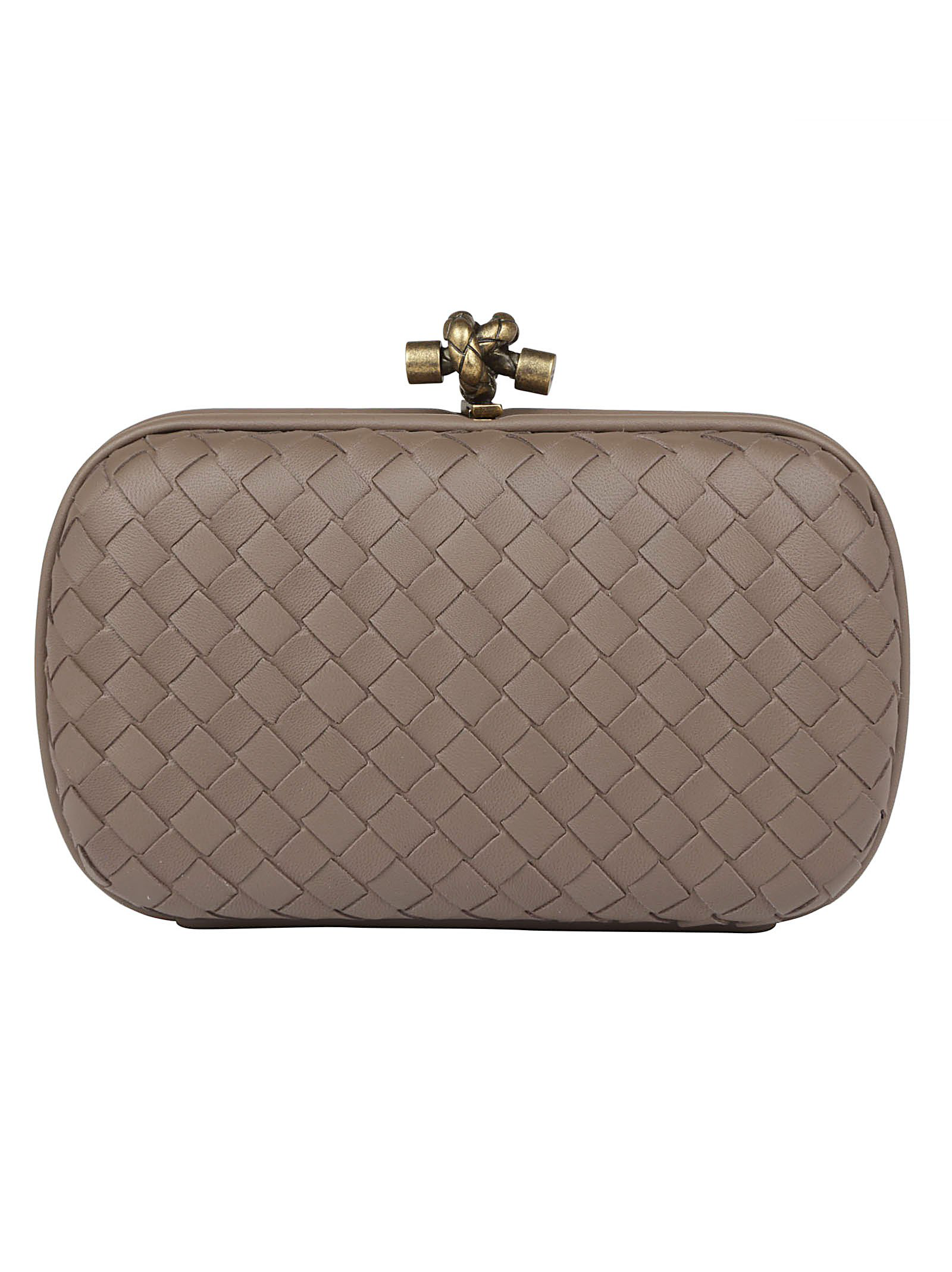 Knot padded intrecciato leather clutch