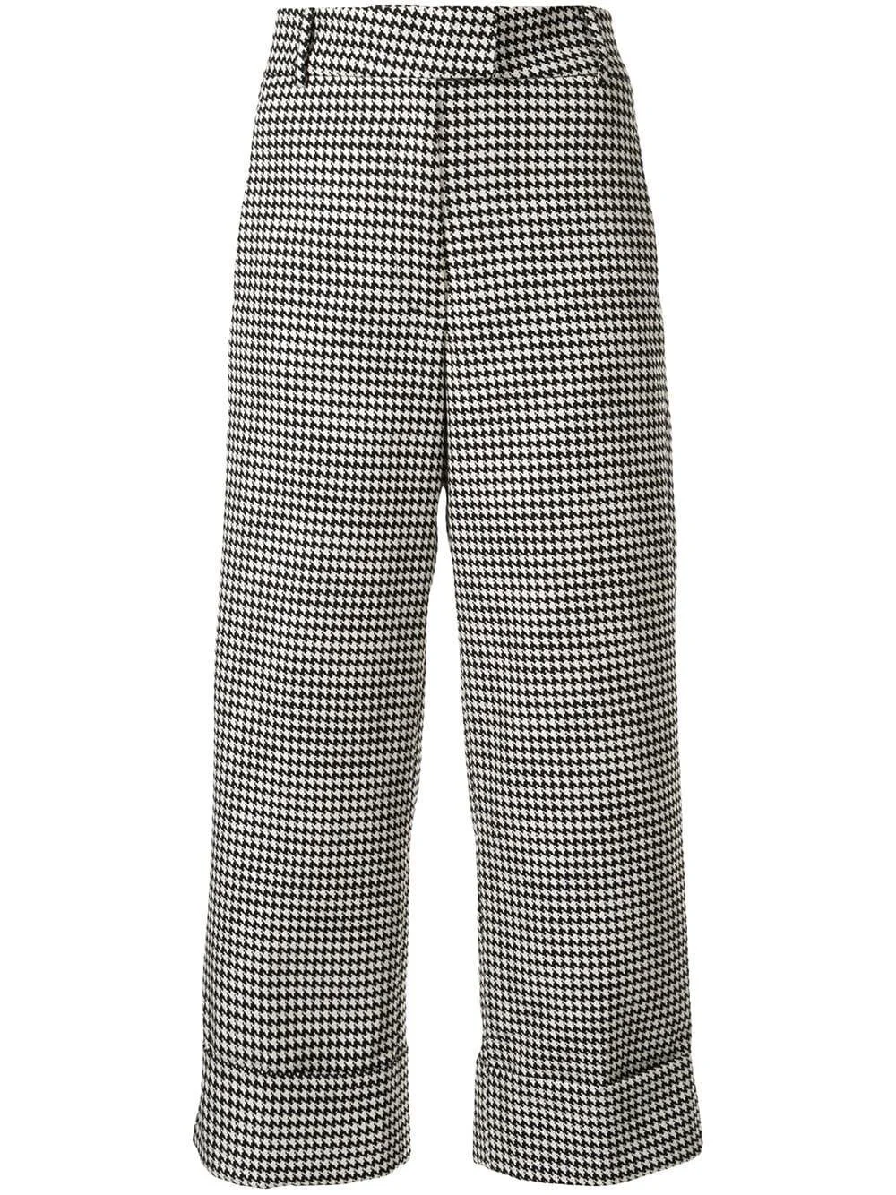 Silvia Tcherassi Garment Cropped Trousers in Black Houndstooth