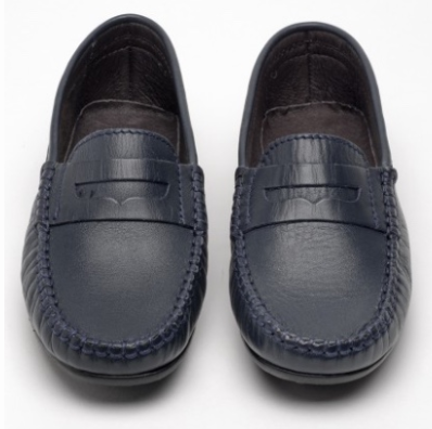 Papouelli Barnie Shoes in Navy Leather