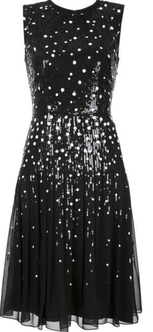 Carolina Herrera Dégradé Sequin Silk Midi Dress in Black