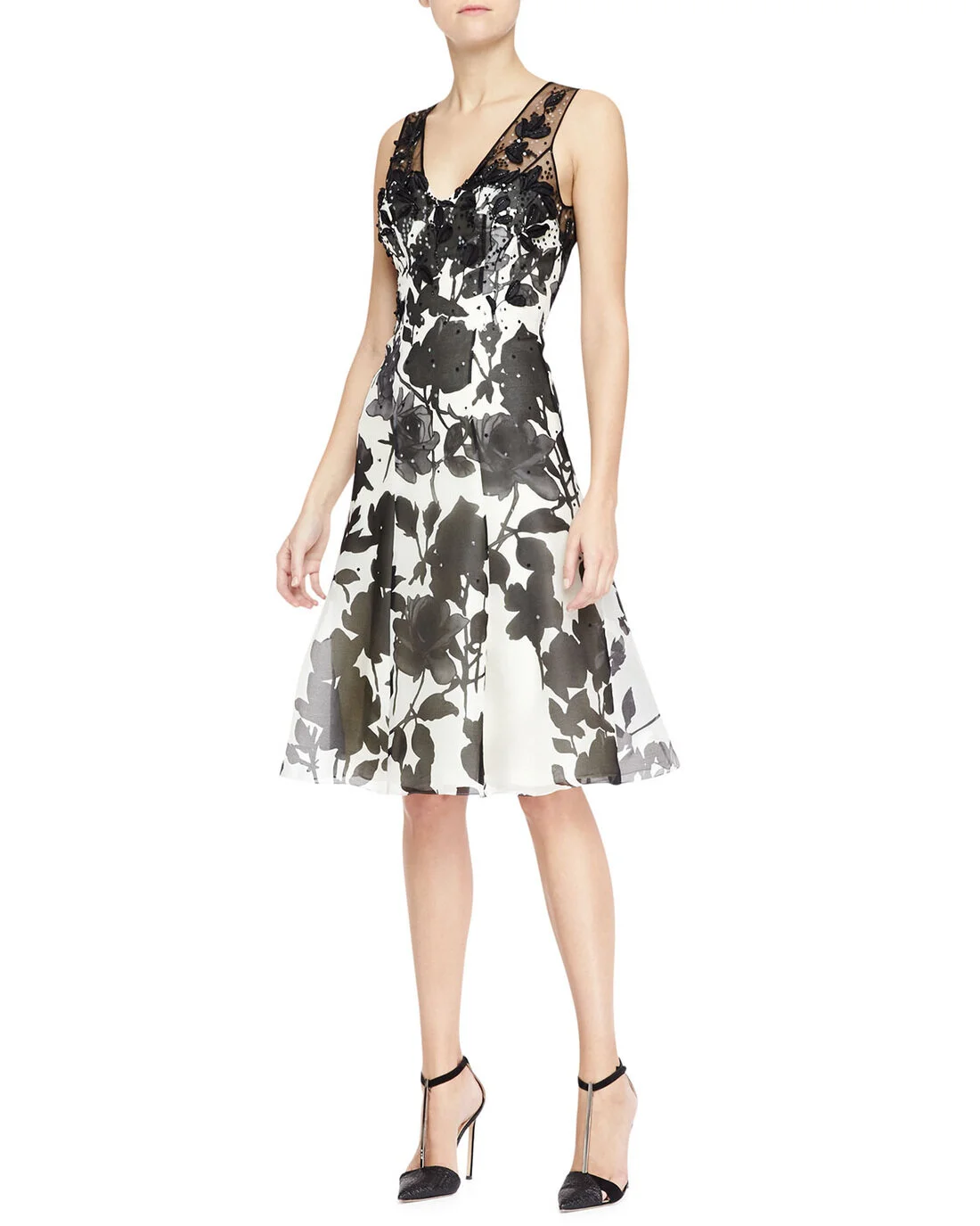 Carolina Herrera Black and White Floral Dress