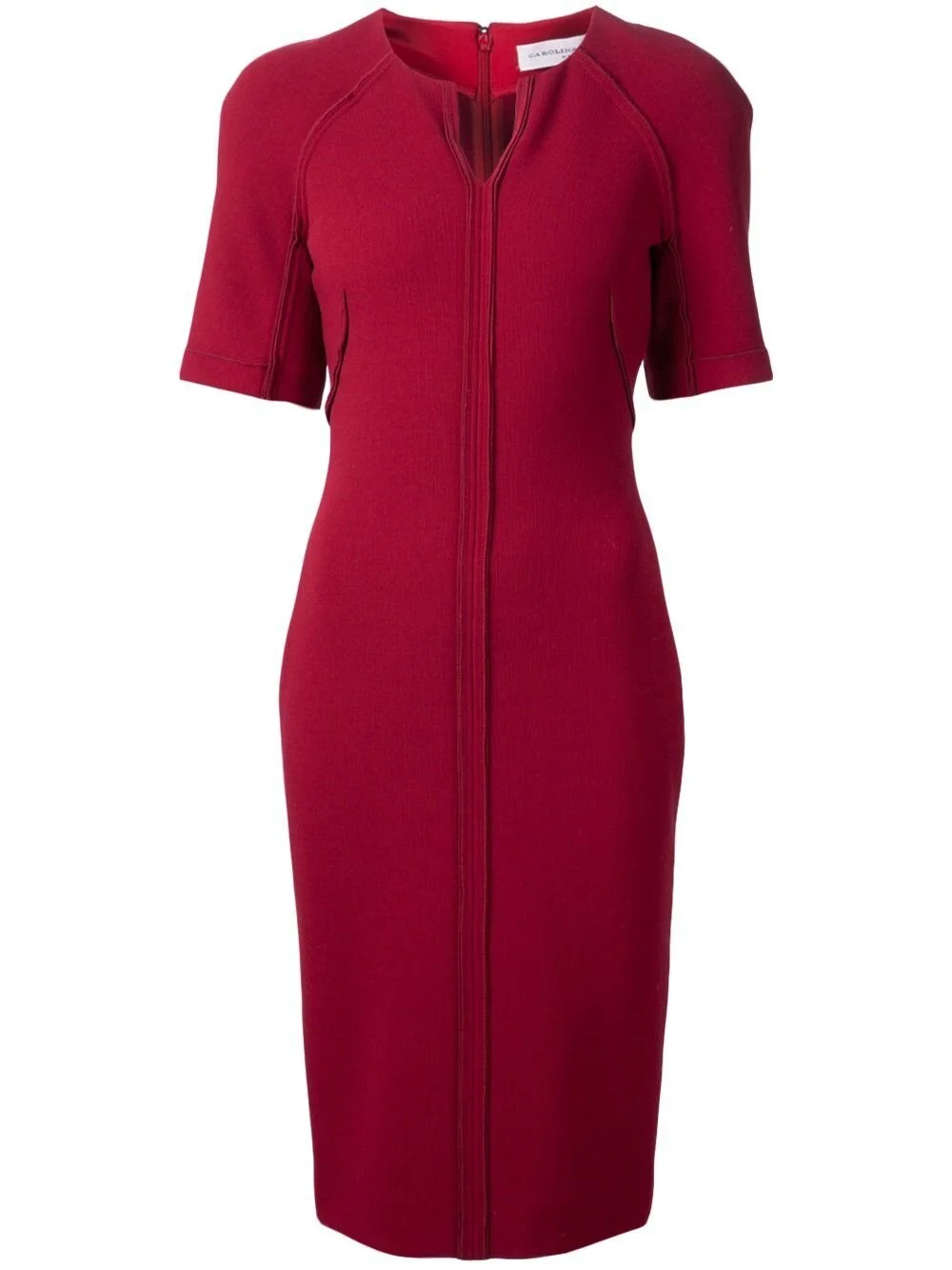Carolina Herrera Split-Neck Dress in Red