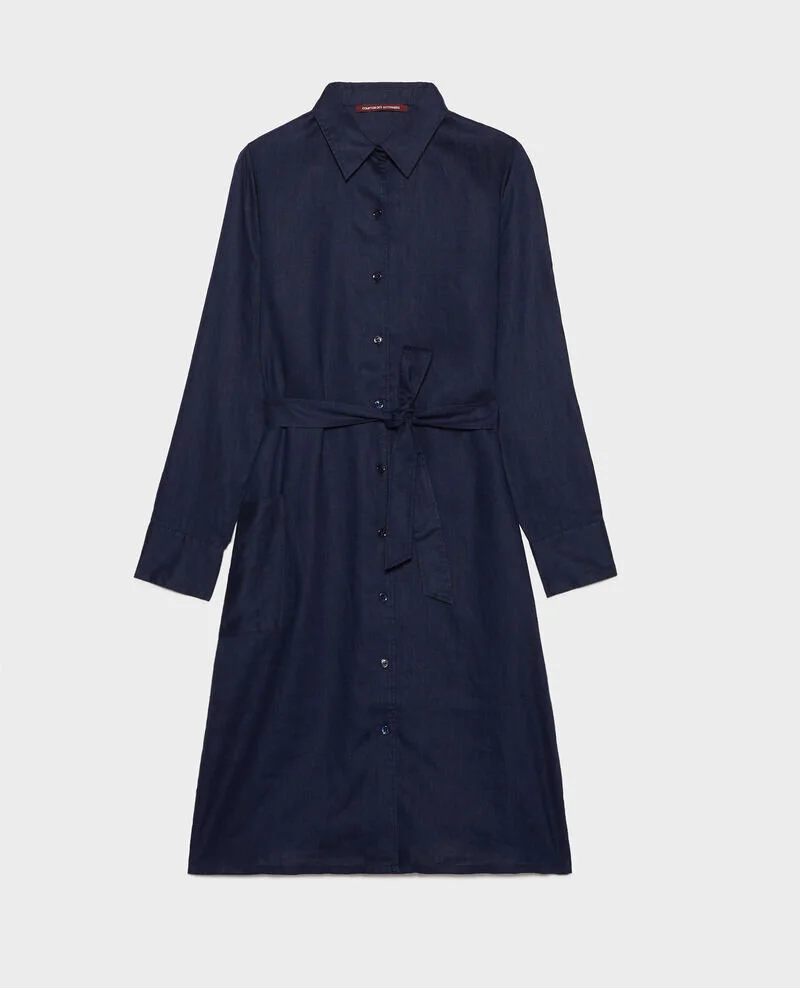 Comptoir des Cotonniers Esprit Linen Shirt Dress in Navy Blue