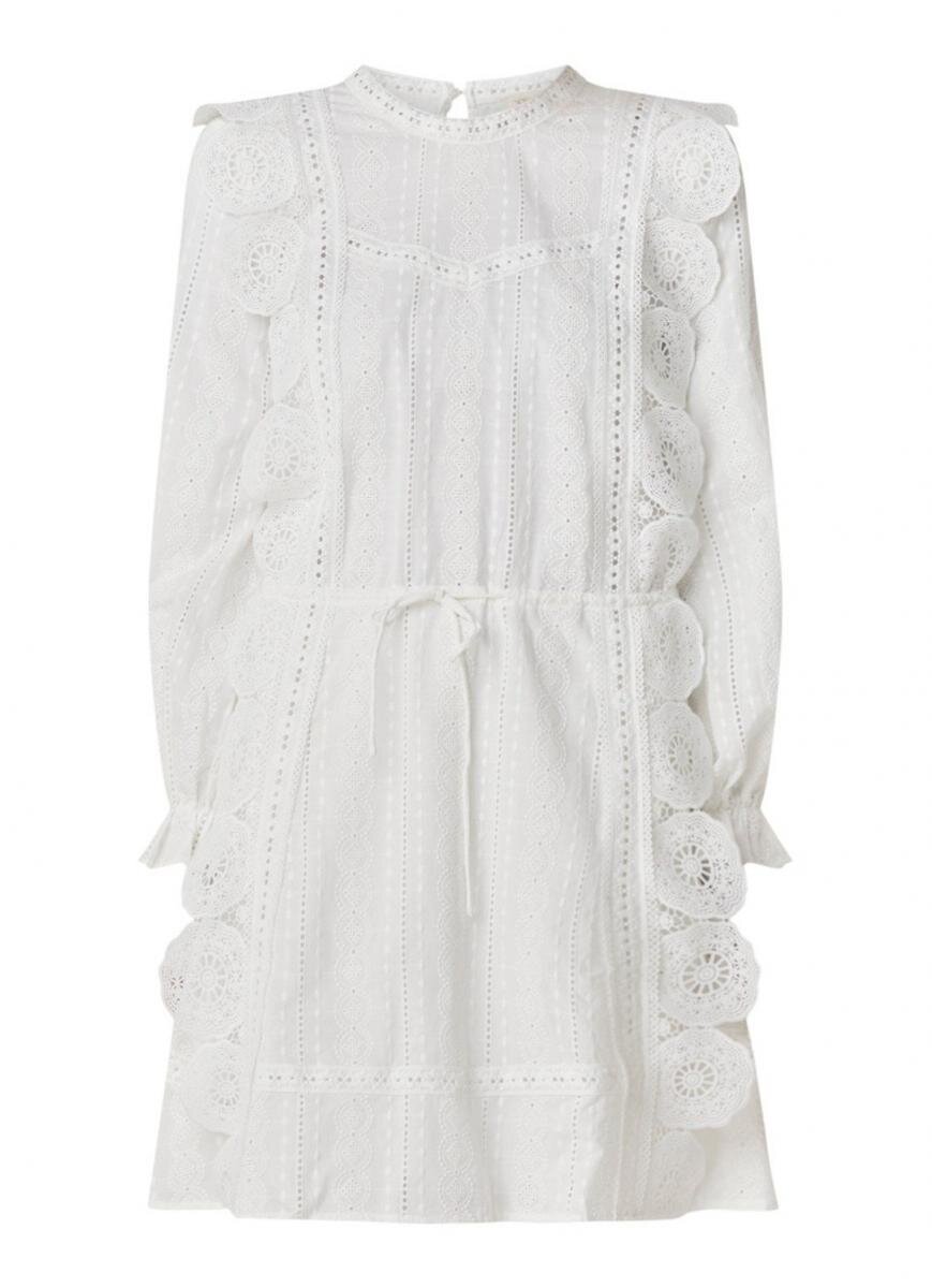 Maje Ravia Cotton Lace Mini Dress in White — UFO No More