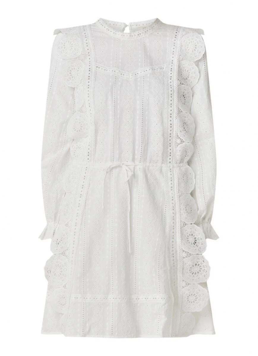 Self-Portrait Lace Panel Midi Shirt Dress in Blue  UFO No More