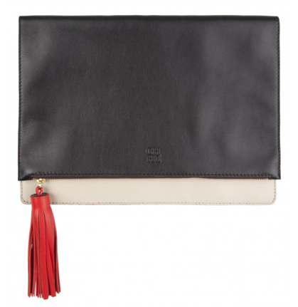 Carolina Herrera Two-Tone Flap Clutch in Black & Metallic