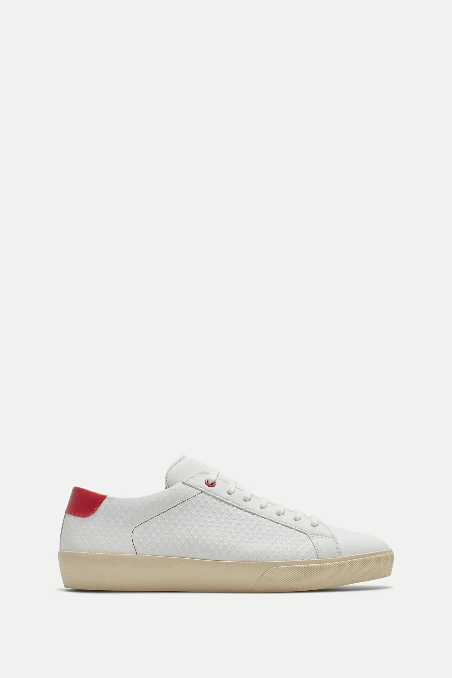 Carolina Herrera Embossed Leather Sneakers in White/Red