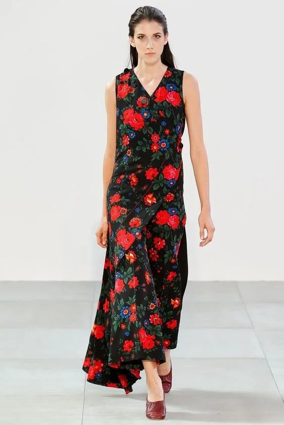 Céline Floral-Print Drape Jumpsuit