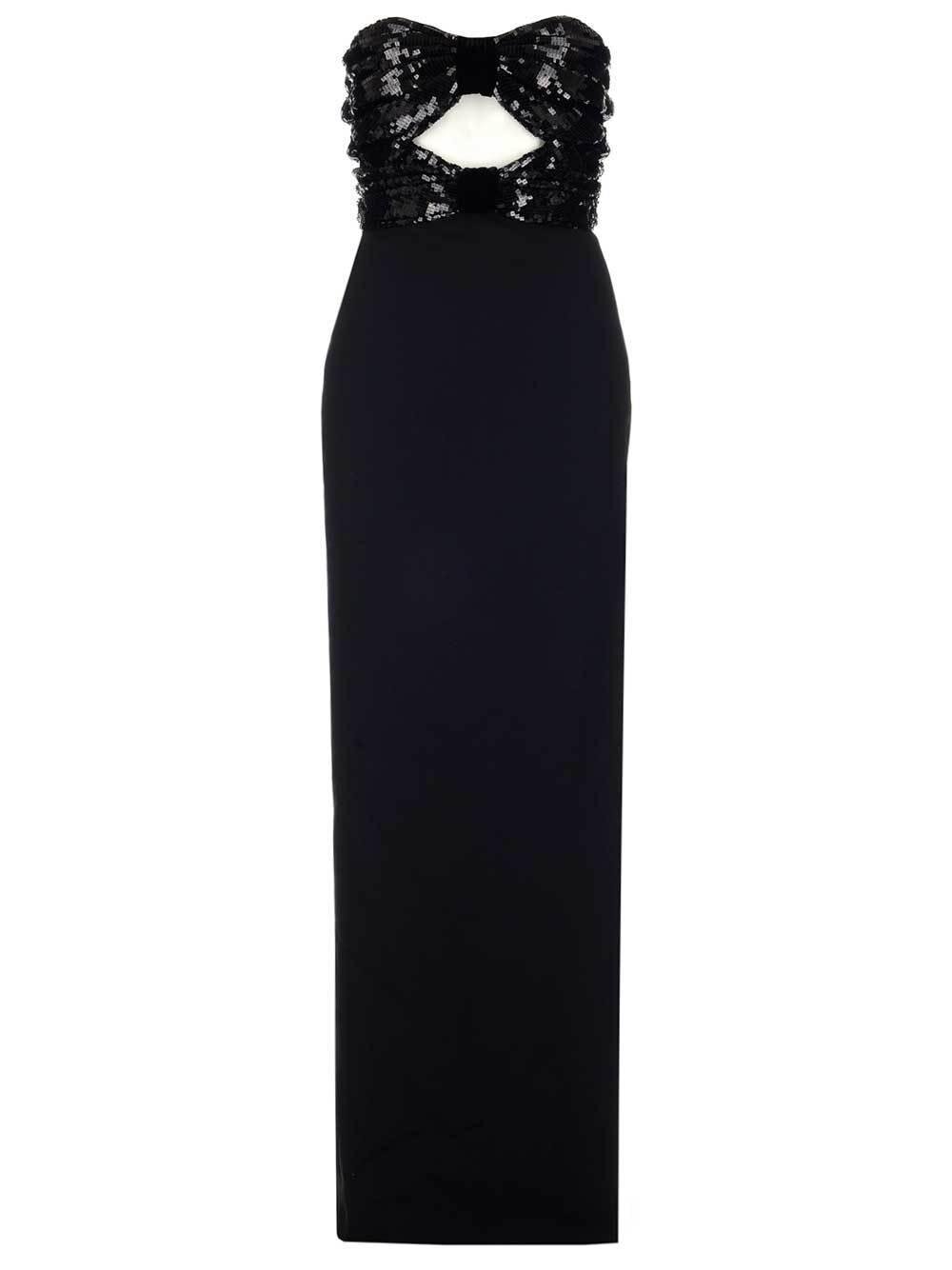 Saint Laurent Sequin-Embellished Evening Gown in Black and Pink.jpg