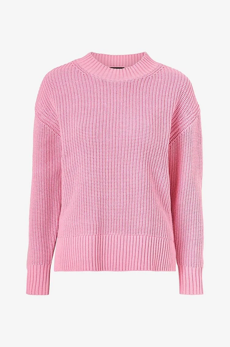 Selected Femme slfFailey LS Knit Slit O-Neck Sweater in Pink