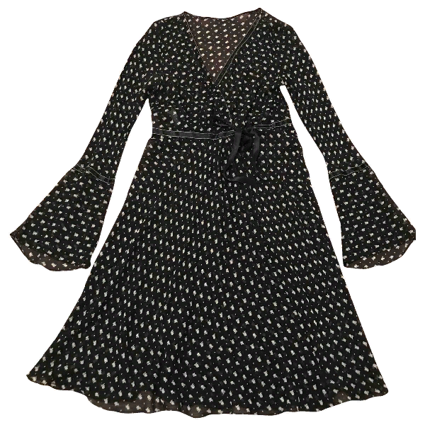 Alberta Ferretti Black Printed Wrap Silk Dress — UFO No More