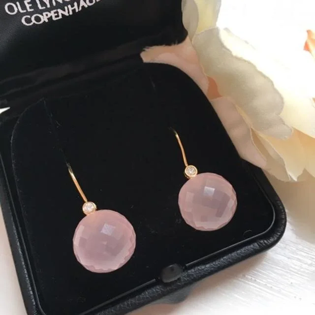 Ole Lynggard Rose Quartz Globe Earrings