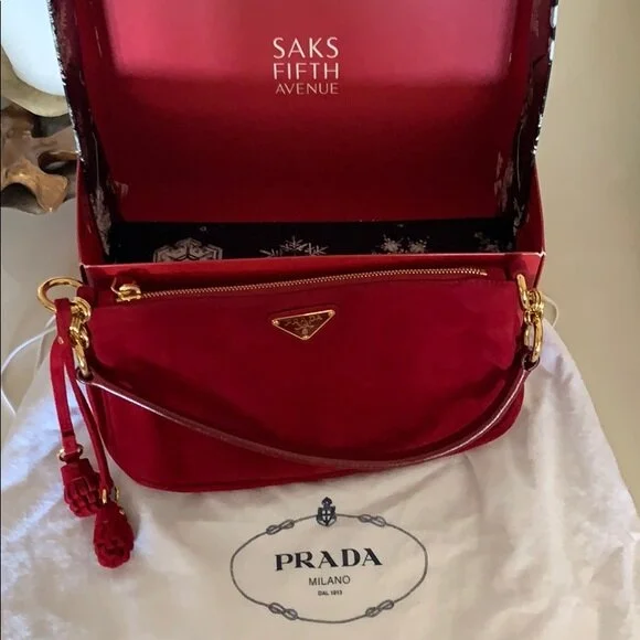 Prada Suede Braided Detail Clutch