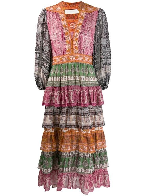 Zimmermann Amari Tiered Midi Dress in Multicolour.jpg