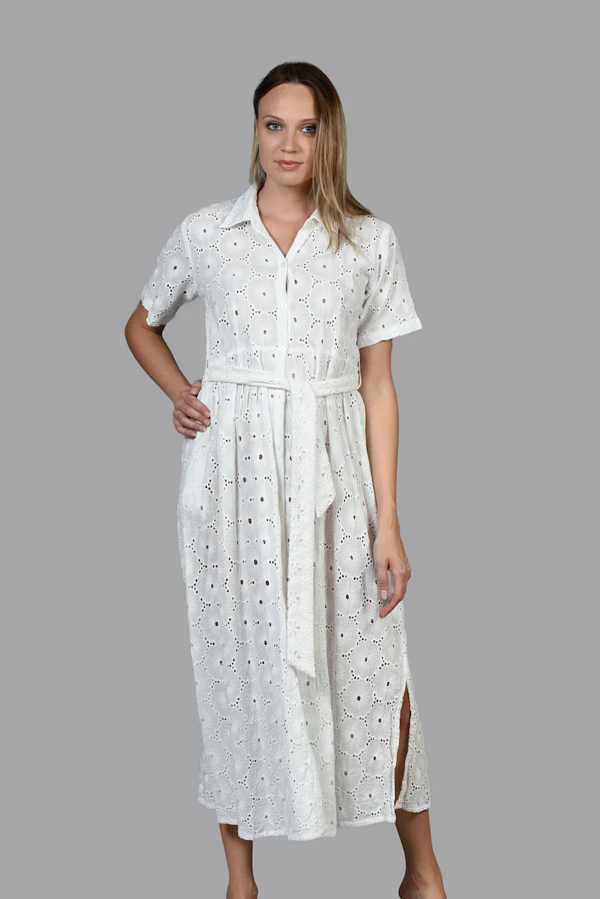 Vintage Ibiza Batista Shirt Dress in White