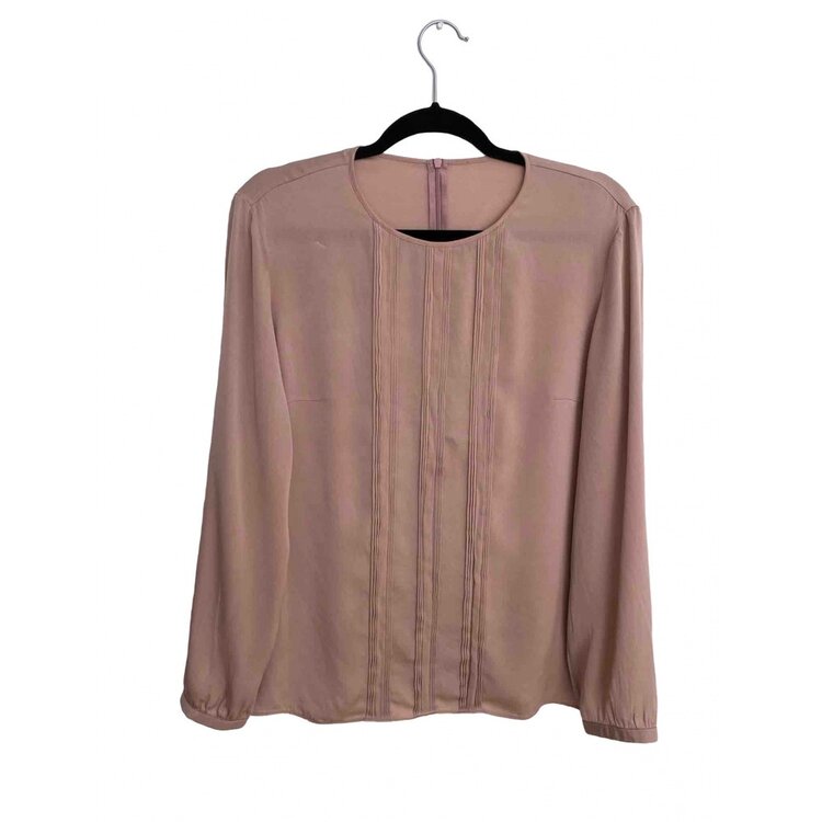 Hugo Boss Pleated Front Silk Blouse in Pink — UFO No More