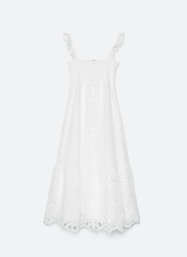 Uterque Organza Embroidered Dress in White — UFO No More