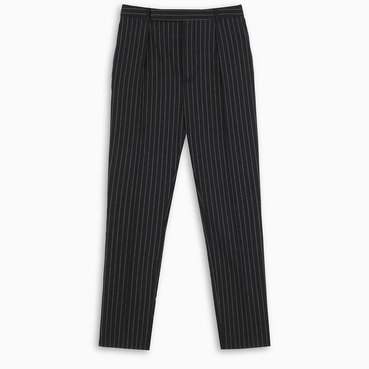 Saint Laurent Pleated Lamé Tennis Stripe Trousers