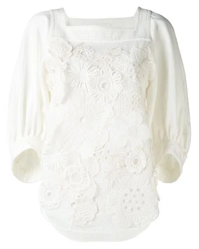 Chloé Silk Floral Applique Blouse