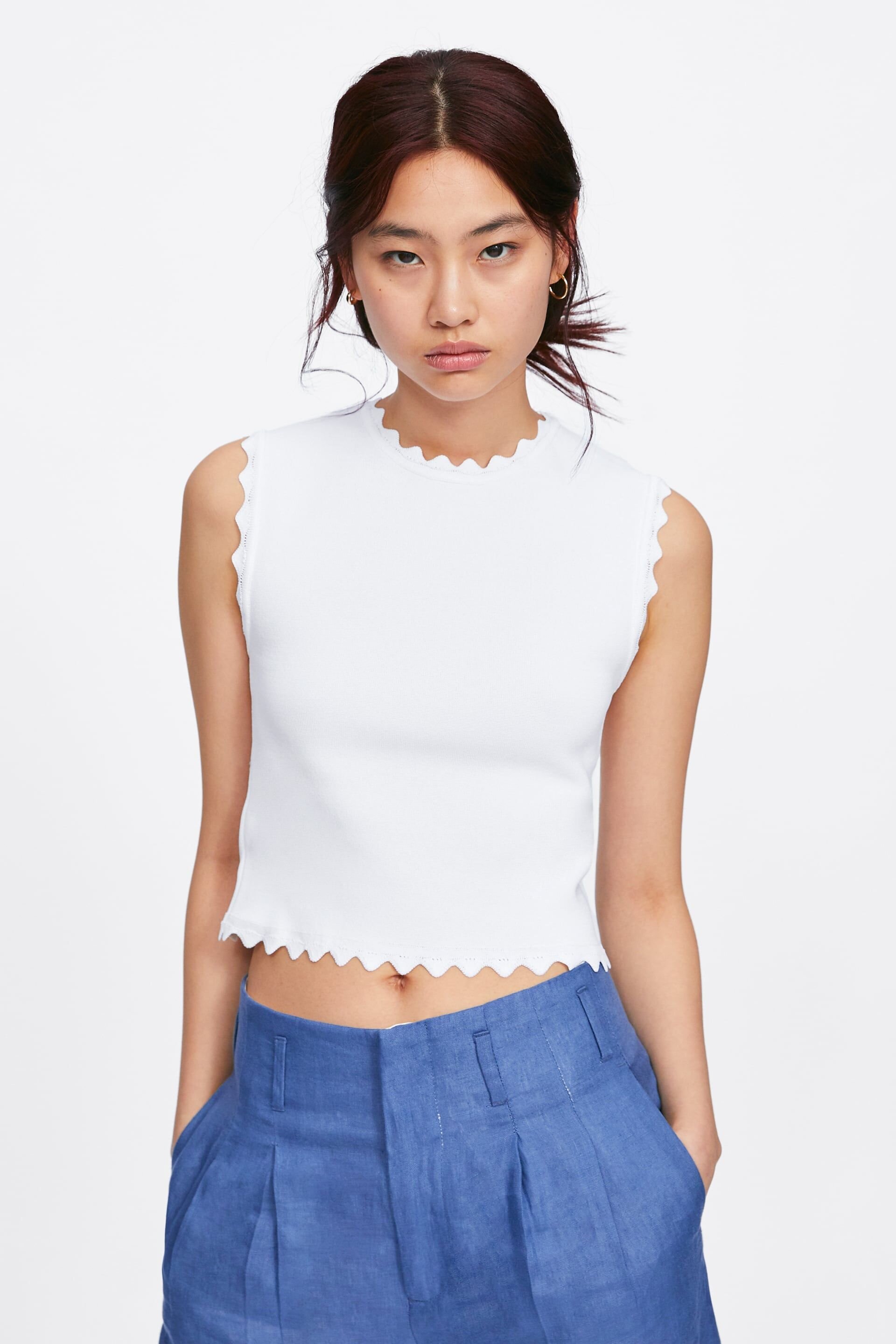 zara scalloped knit dress
