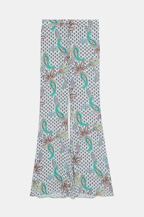 Zara Paisley Printed Flared Trousers