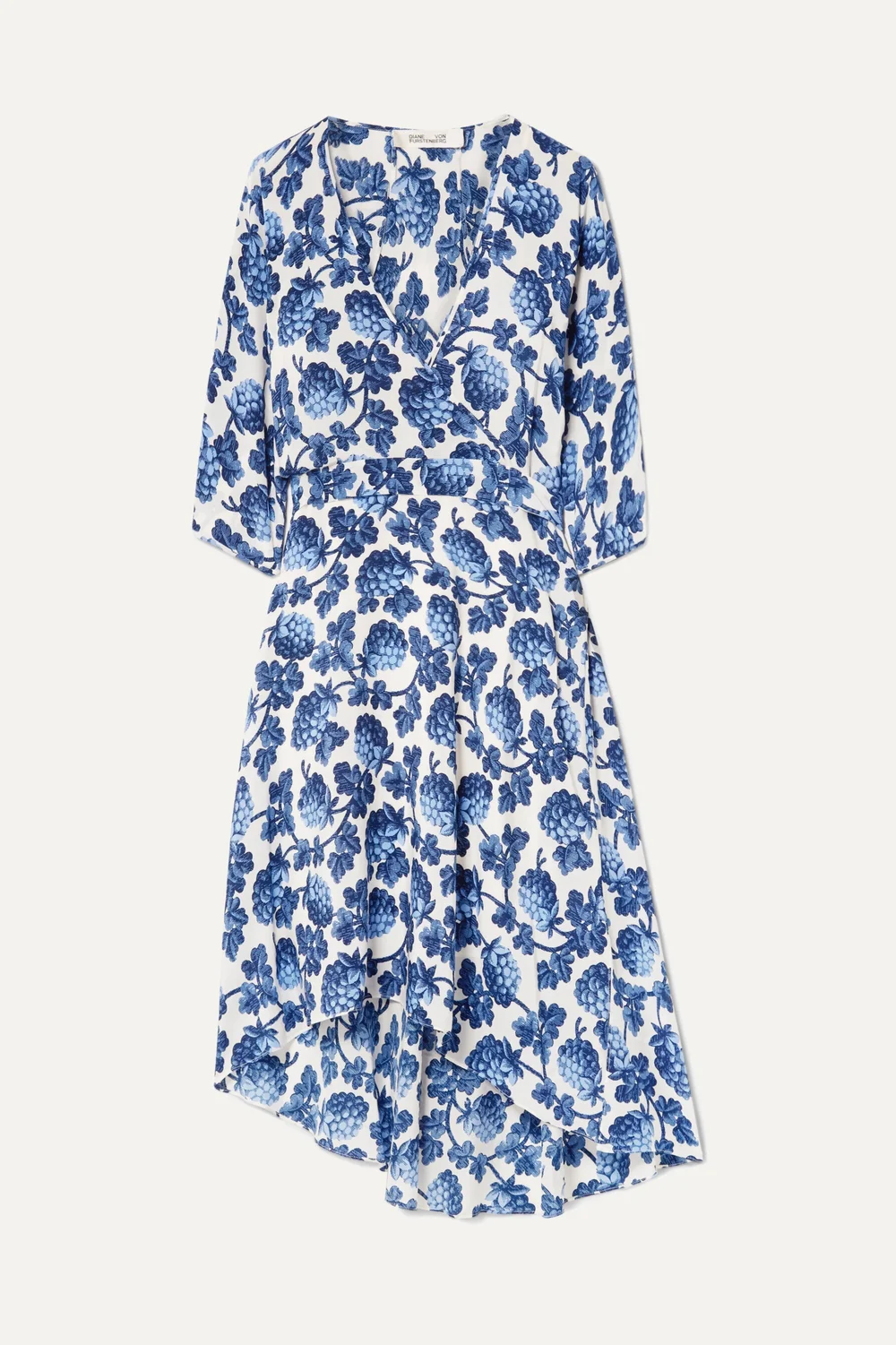 Diane von Furstenberg Eloise Asymmetric Printed Wrap Dress in Blue  UFO No  More