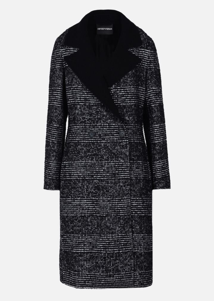 Emporio Armani Prince of Wales Coat in Black