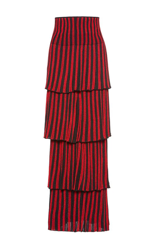 Sonia+Rykiel+Metallic+Striped+Stretch-Knit+Tiered+Midi+Skirt+in+Red.jpg