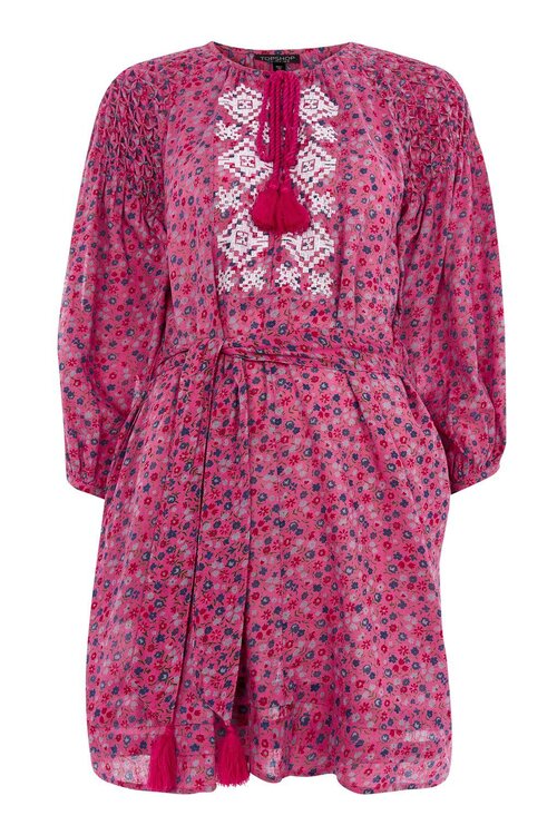 Topshop Ditsy Smock Mini Dress in Pink — UFO No More