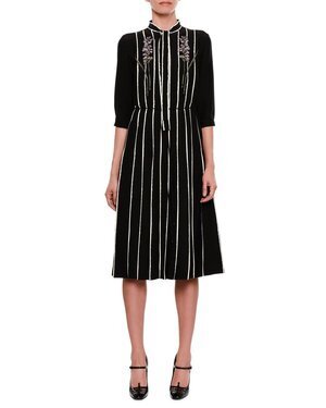 bottega-veneta-BLACKWHITE-Striped-Floral-embroidered-Tie-neck-Dress.jpg