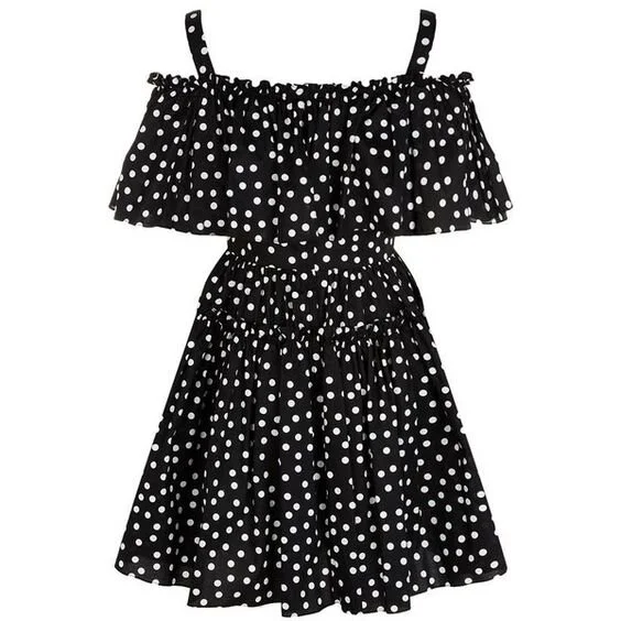 Dolce & Gabbana Polka Dot Off-The-Shoulder Mini Dress