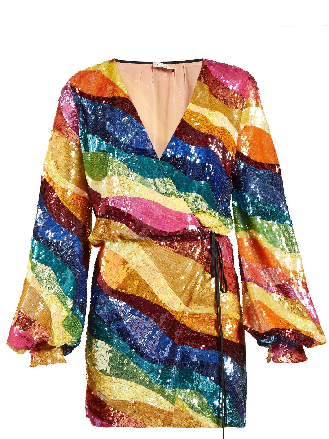 Attico Rainbow Striped Sequin Dress ...