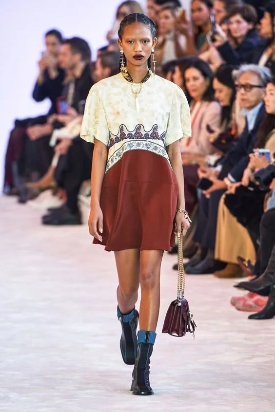 Chloé Embroidered Mixed-Print Dress