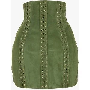 Balmain Lace-Up Suede Mini Skirt