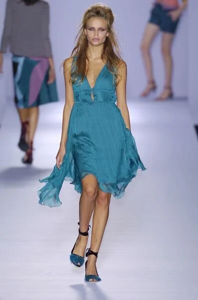 Alberta Ferretti Silk Chiffon Dress in Teal UFO No More
