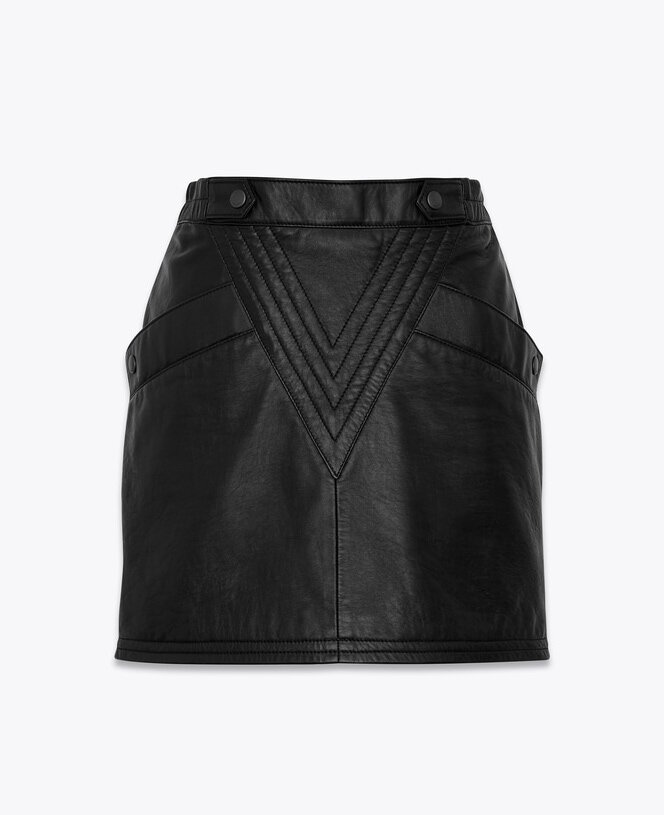 Saint Laurent Leather Mini Skirt with Snap-Button Detail.jpg