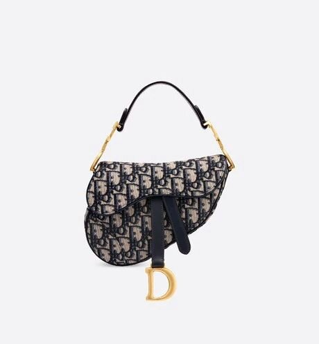 Christian Dior Mini Saddle Bag in Blue Dior Oblique Jacquard — UFO No More