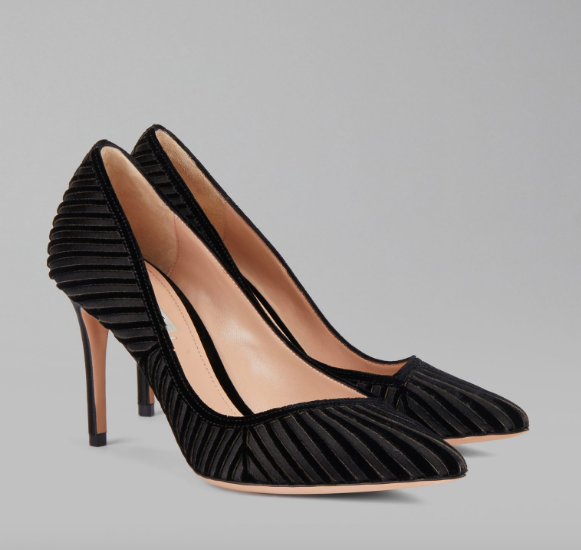 Giorgio Armani Plisse Velvet Court Shoes in Black.png