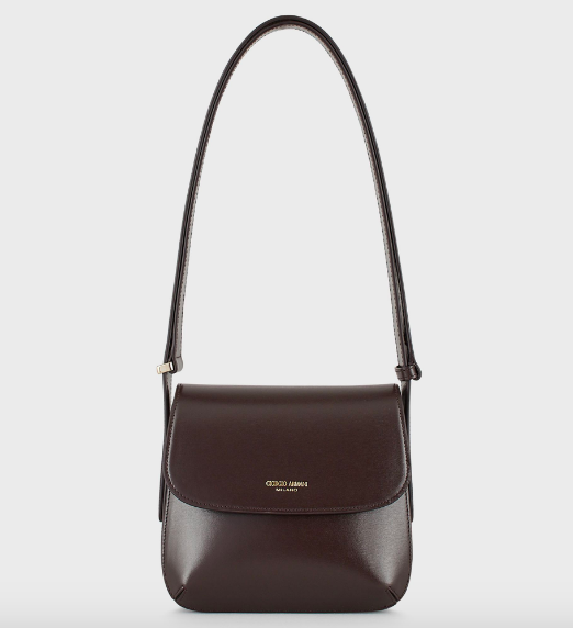 Giorgio Armani Small La Prima Bag in Brown Palmellato Leather.png