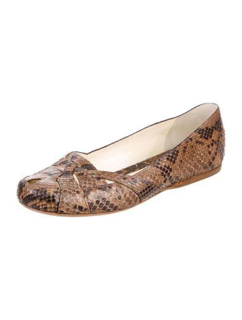 Prada Snakeskin Cut Out Ballet Flats in Brown Leather — UFO No More